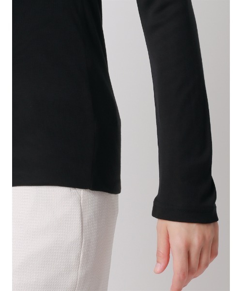 SUIT SQUARE(スーツスクエア)の「ハイネックプルオーバー 長袖 ウォッシャブル シアーリブ(Tシャツ/カットソー・レディース・ブラック/ホワイト・38(9号))」の10枚目の写真