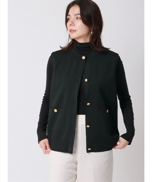 SUIT SQUARE(スーツスクエア)の「ハイネックプルオーバー 長袖 ウォッシャブル シアーリブ(Tシャツ/カットソー・レディース・ブラック/ホワイト・38(9号))」の8枚目の写真