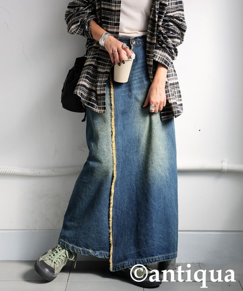 デニムラップスカート（デニムスカート）｜antiqua（アンティカ）