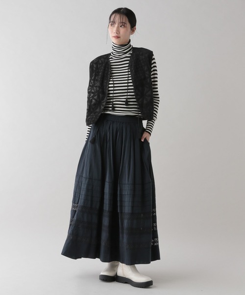 studio CLIP（スタディオクリップ）の「《natural by clip》タックレースギャザースカート（スカート・レディース・オフホワイト/ブラック・FREE）」の15枚目の写真