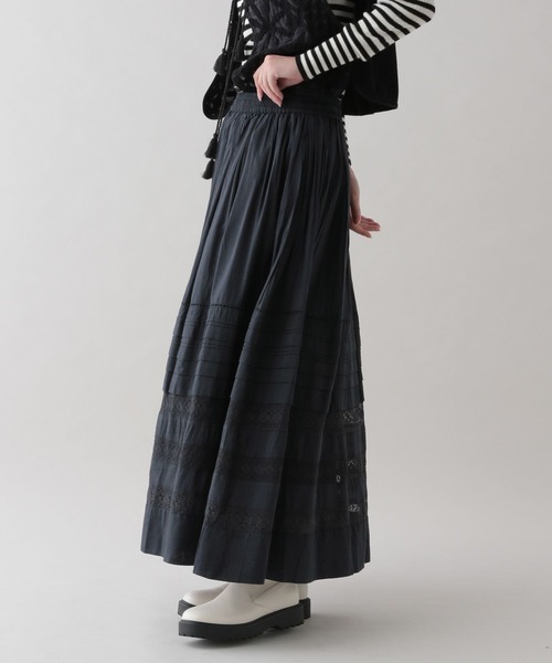 studio CLIP（スタディオクリップ）の「《natural by clip》タックレースギャザースカート（スカート・レディース・オフホワイト/ブラック・FREE）」の18枚目の写真