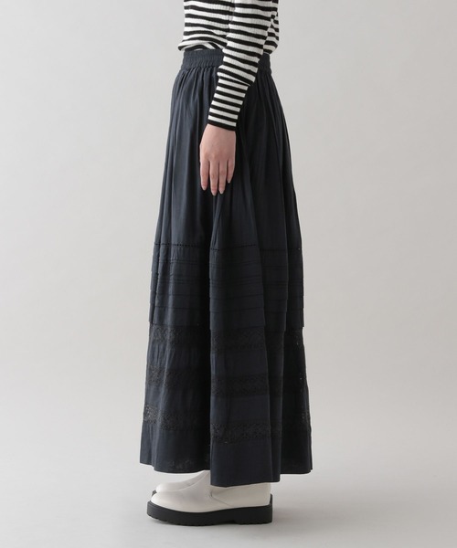 studio CLIP（スタディオクリップ）の「《natural by clip》タックレースギャザースカート（スカート・レディース・オフホワイト/ブラック・FREE）」の20枚目の写真