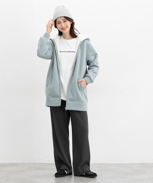 Honeys(ハニーズ)の「【ハニぽか】裏ボアロングパーカー(パーカー・レディース・スミクロ/ラベンダー/ベージュ/サックスブルー/カーキ・S/M/L/LL/3L)」の15枚目の写真