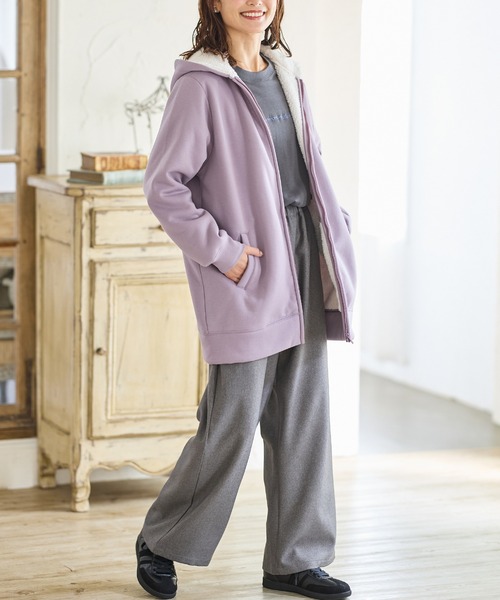 Honeys(ハニーズ)の「【ハニぽか】裏ボアロングパーカー(パーカー・レディース・スミクロ/ラベンダー/ベージュ/サックスブルー/カーキ・S/M/L/LL/3L)」の19枚目の写真