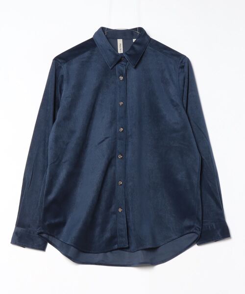 TOKYO SHIRTS（トウキョウシャツ）の「【Pitta Re:)】 コーデュロイ風　 レギュラー　長袖カジュアルシャツ（シャツ/ブラウス・レディース・ネイビー/ブラウン/ピンク/オフホワイト・M/L/LL）」の3枚目の写真