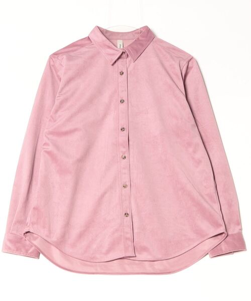 TOKYO SHIRTS（トウキョウシャツ）の「【Pitta Re:)】 コーデュロイ風　 レギュラー　長袖カジュアルシャツ（シャツ/ブラウス・レディース・ネイビー/ブラウン/ピンク/オフホワイト・M/L/LL）」の4枚目の写真