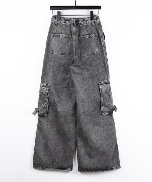3color ／ 4size 】サイドラインストレートカーゴデニムパンツ