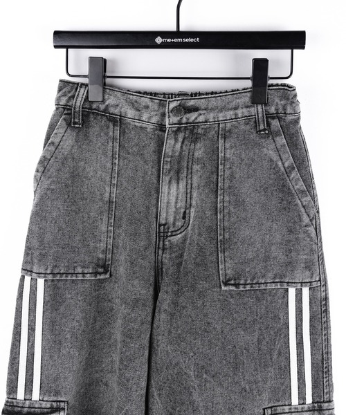 3color ／ 4size 】サイドラインストレートカーゴデニムパンツ