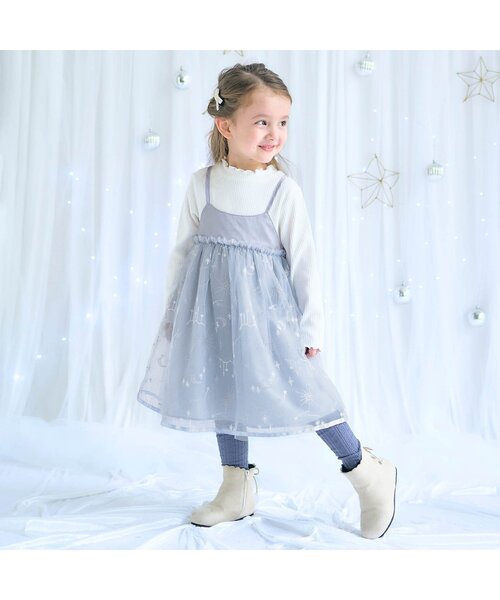 apres les cours（アプレレクール）の「【リンク】星空チュール刺繍ワンピース＿アプレレクールマシェリ（ワンピース・キッズ・ピンク/ブルー・80/90/100/110/120/130/140）」の3枚目の写真