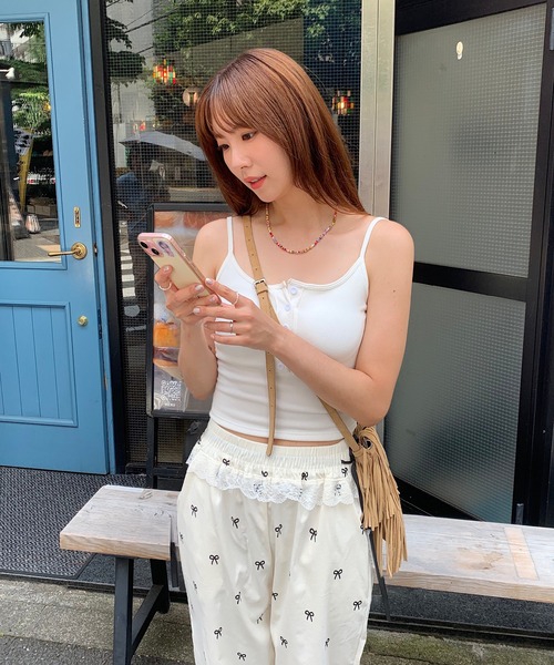 Teem Store(チームストア)の「リボン柄ウエストレースリボンパンツ イージーパンツ(その他パンツ・レディース・ブラック/ホワイト・M/L)」の17枚目の写真