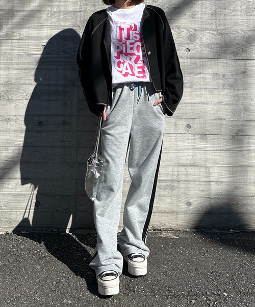 mi via loca(ミヴィアロカ)の「配色ライン スウェットパンツ(スウェットパンツ・レディース・トップグレー/ブラウン/カーキ・FREE)」の9枚目の写真