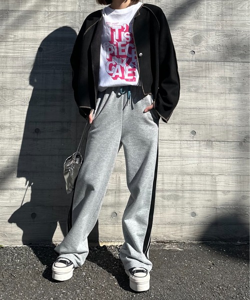 mi via loca(ミヴィアロカ)の「配色ライン スウェットパンツ(スウェットパンツ・レディース・トップグレー/ブラウン/カーキ・FREE)」の10枚目の写真