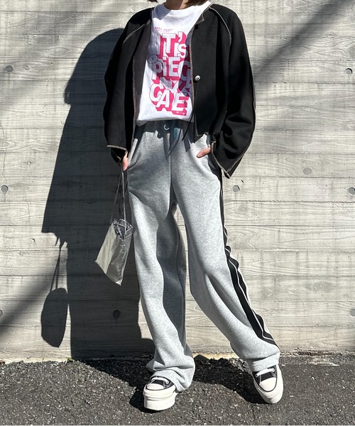 mi via loca(ミヴィアロカ)の「配色ライン スウェットパンツ(スウェットパンツ・レディース・トップグレー/ブラウン/カーキ・FREE)」の11枚目の写真