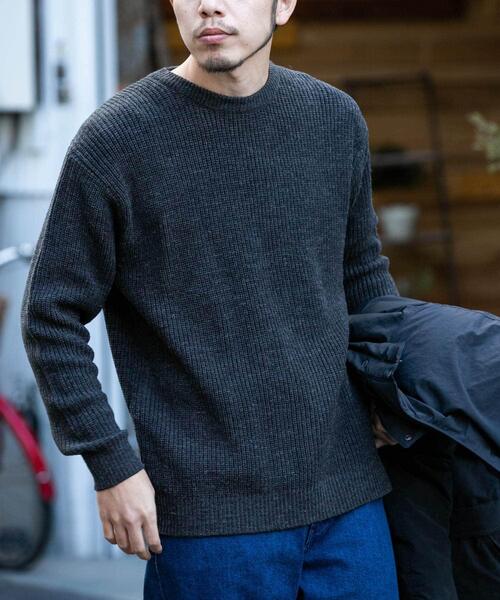 EKAL（エカル）の「ワンリッジライトウェイトニット（ニット/セーター・メンズ・チャコールグレー/ネイビー・MEDIUM/LARGE）」の15枚目の写真
