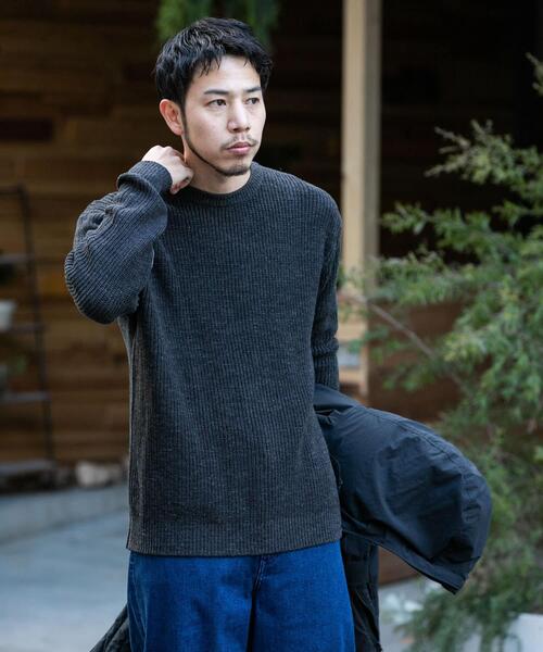EKAL（エカル）の「ワンリッジライトウェイトニット（ニット/セーター・メンズ・チャコールグレー/ネイビー・MEDIUM/LARGE）」の16枚目の写真