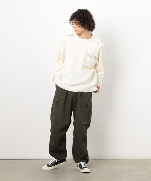 Purple&Yellow（パープルアンドイエロー）の「ハンドステッチプルオーバー（ニット/セーター・メンズ・ミント/アイボリー/ブラック・MEDIUM/LARGE/SMALL）」の4枚目の写真