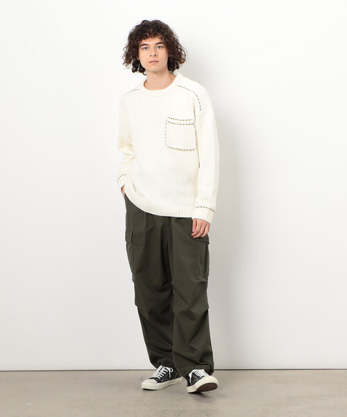 Purple&Yellow（パープルアンドイエロー）の「ハンドステッチプルオーバー（ニット/セーター・メンズ・ミント/アイボリー/ブラック・MEDIUM/LARGE/SMALL）」の5枚目の写真