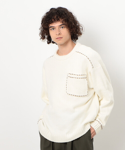 Purple&Yellow（パープルアンドイエロー）の「ハンドステッチプルオーバー（ニット/セーター・メンズ・ミント/アイボリー/ブラック・MEDIUM/LARGE/SMALL）」の6枚目の写真