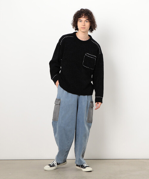 Purple&Yellow（パープルアンドイエロー）の「ハンドステッチプルオーバー（ニット/セーター・メンズ・ミント/アイボリー/ブラック・MEDIUM/LARGE/SMALL）」の10枚目の写真