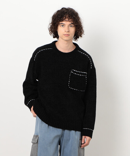 Purple&Yellow（パープルアンドイエロー）の「ハンドステッチプルオーバー（ニット/セーター・メンズ・ミント/アイボリー/ブラック・MEDIUM/LARGE/SMALL）」の11枚目の写真