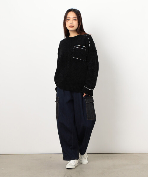 Purple&Yellow（パープルアンドイエロー）の「ハンドステッチプルオーバー（ニット/セーター・メンズ・ミント/アイボリー/ブラック・MEDIUM/LARGE/SMALL）」の12枚目の写真