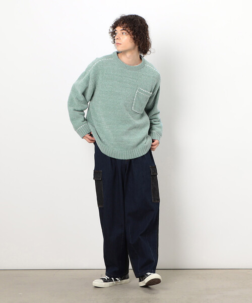 Purple&Yellow（パープルアンドイエロー）の「ハンドステッチプルオーバー（ニット/セーター・メンズ・ミント/アイボリー/ブラック・MEDIUM/LARGE/SMALL）」の15枚目の写真