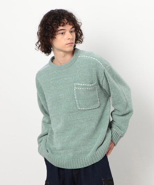 Purple&Yellow（パープルアンドイエロー）の「ハンドステッチプルオーバー（ニット/セーター・メンズ・ミント/アイボリー/ブラック・MEDIUM/LARGE/SMALL）」の17枚目の写真