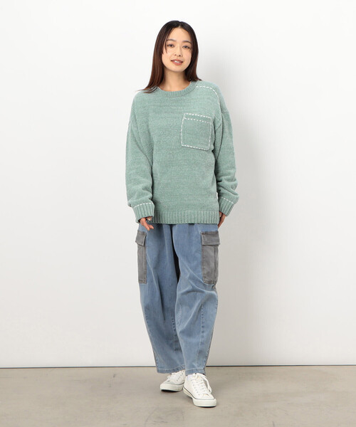 Purple&Yellow（パープルアンドイエロー）の「ハンドステッチプルオーバー（ニット/セーター・メンズ・ミント/アイボリー/ブラック・MEDIUM/LARGE/SMALL）」の18枚目の写真