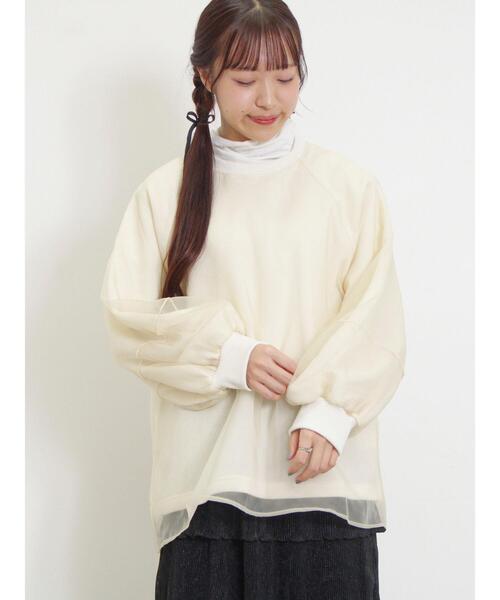 Samansa Mos2（サマンサ モスモス）の「【保湿加工】配色メロータートルネックカットソー（Tシャツ/カットソー・レディース・ピンク/ミント/オフホワイト/ブラック・F）」の5枚目の写真