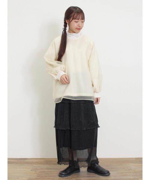 Samansa Mos2（サマンサ モスモス）の「【保湿加工】配色メロータートルネックカットソー（Tシャツ/カットソー・レディース・ピンク/ミント/オフホワイト/ブラック・F）」の12枚目の写真