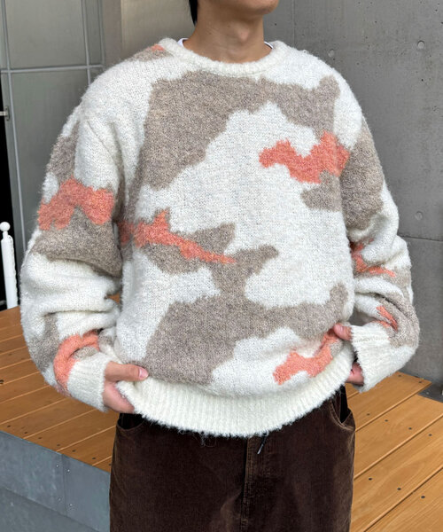 CIAOPANIC（チャオパニック）の「カモフラージュシャギーニット（ニット/セーター・レディース・ベージュ/グレー/アイボリー・ONE SIZE）」の7枚目の写真