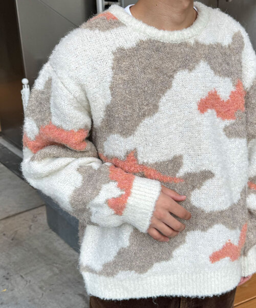 CIAOPANIC（チャオパニック）の「カモフラージュシャギーニット（ニット/セーター・レディース・ベージュ/グレー/アイボリー・ONE SIZE）」の9枚目の写真