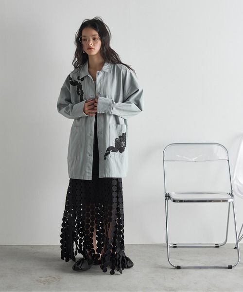 IRIE イリエ ☆ 圧縮ウール フラワーモチーフ ジャケット S フランス製 FLOWER MIX LACE SHEER JACKET（テーラードジャケット）｜Ameri