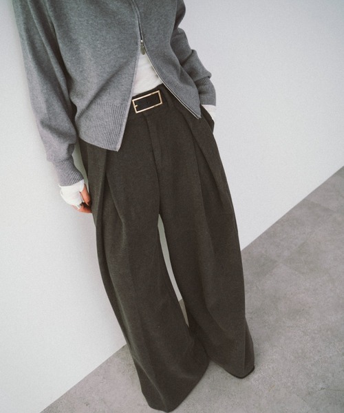 HANNE(アン)の「クロスタックワイドパンツ(チノパンツ・レディース・ブラウン/グレー・FREE)」の10枚目の写真