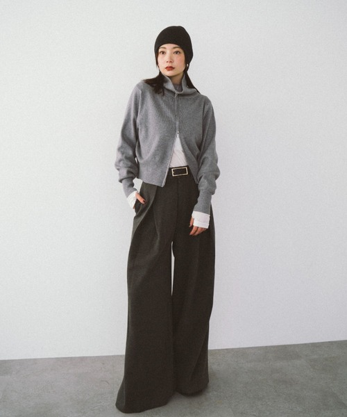 HANNE(アン)の「クロスタックワイドパンツ(チノパンツ・レディース・ブラウン/グレー・FREE)」の17枚目の写真