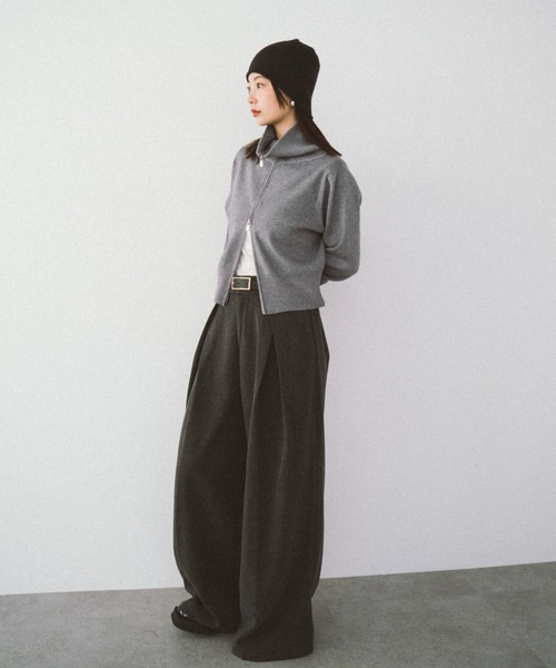 HANNE(アン)の「クロスタックワイドパンツ(チノパンツ・レディース・ブラウン/グレー・FREE)」の16枚目の写真