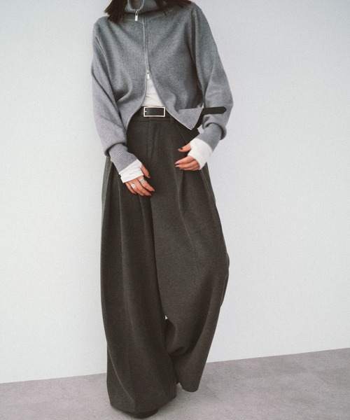 HANNE(アン)の「クロスタックワイドパンツ(チノパンツ・レディース・ブラウン/グレー・FREE)」の18枚目の写真