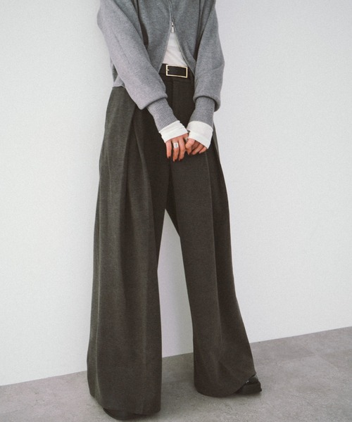 HANNE(アン)の「クロスタックワイドパンツ(チノパンツ・レディース・ブラウン/グレー・FREE)」の14枚目の写真