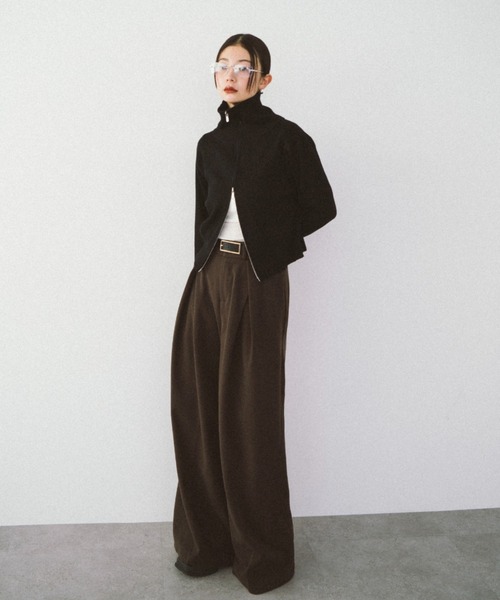 HANNE(アン)の「クロスタックワイドパンツ(チノパンツ・レディース・ブラウン/グレー・FREE)」の3枚目の写真