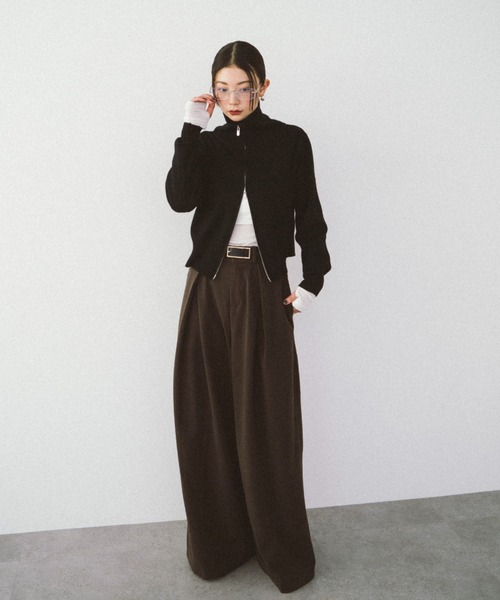 HANNE(アン)の「クロスタックワイドパンツ(チノパンツ・レディース・ブラウン/グレー・FREE)」の19枚目の写真