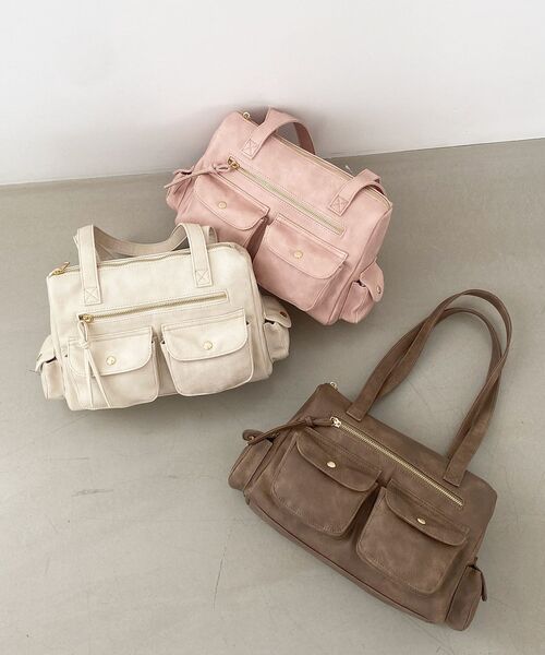 MAJESTIC LEGON(マジェスティックレゴン)の「マルチポケットアンニュイバッグ(ハンドバッグ・レディース・アイボリー/ブラウン/ピンク・FREE)」の3枚目の写真