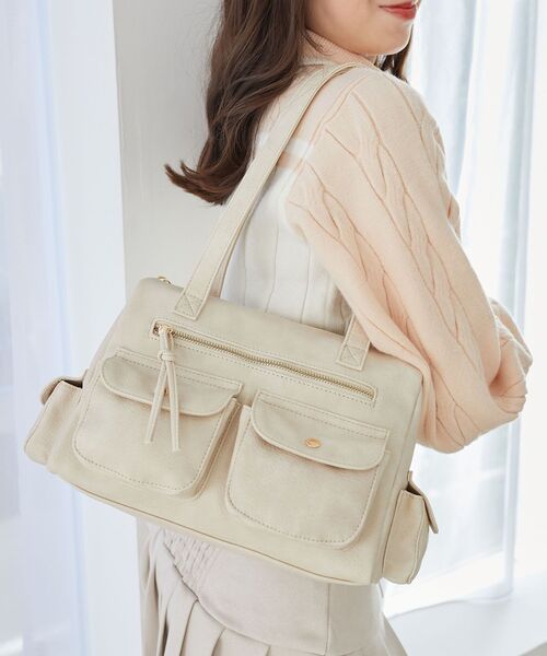 MAJESTIC LEGON(マジェスティックレゴン)の「マルチポケットアンニュイバッグ(ハンドバッグ・レディース・アイボリー/ブラウン/ピンク・FREE)」の2枚目の写真