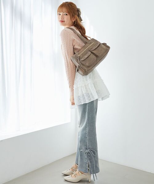 MAJESTIC LEGON(マジェスティックレゴン)の「マルチポケットアンニュイバッグ(ハンドバッグ・レディース・アイボリー/ブラウン/ピンク・FREE)」の16枚目の写真