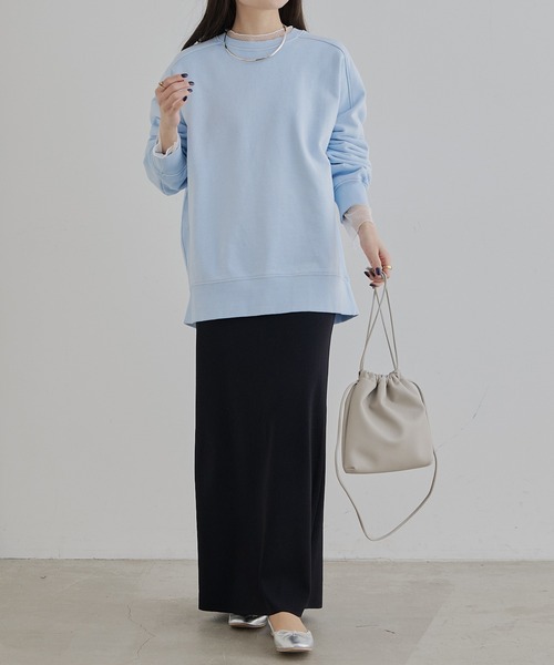 PUAL CE CIN(ピュアルセシン)の「シンプル裏毛スウェットプルオーバー(スウェット・レディース・グレー/オフホワイト/サックスブルー/イエロー/オートミール/サーモンピンク・FREE)」の18枚目の写真
