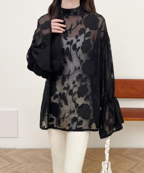 前後2WAYフレア袖シアージャガードシャツブラウス(シャツ/ブラウス)|Diosfront(ディオスフロント) 前後2WAYフレア袖シアージャガードシャツブラウス(シャツ/ブラウス)|Diosfront(ディオスフロント)