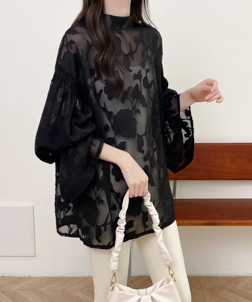 前後2WAYフレア袖シアージャガードシャツブラウス(シャツ/ブラウス)|Diosfront(ディオスフロント) 前後2WAYフレア袖シアージャガードシャツブラウス(シャツ/ブラウス)|Diosfront(ディオスフロント)