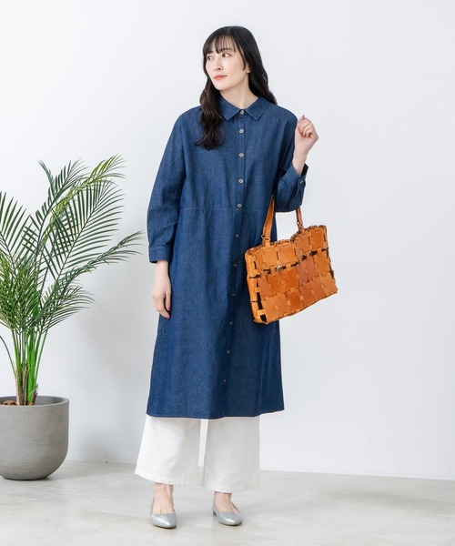 fort point(フォーポイント)の「【FORT POINT/フォートポイント】デニムシャツワンピース(シャツワンピース・レディース・ブルー/ネイビー・FREE)」の2枚目の写真