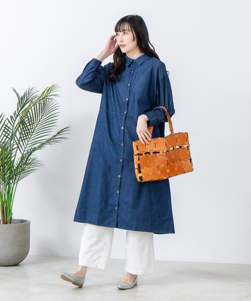 fort point(フォーポイント)の「【FORT POINT/フォートポイント】デニムシャツワンピース(シャツワンピース・レディース・ブルー/ネイビー・FREE)」の4枚目の写真