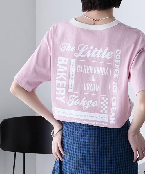 forksy.（フォルクシー）の「【The Little BAKERY TOKYO × forksy.】アソート柄 ロゴ / フォトプリント リンガー半袖TEE（Tシャツ/カットソー・レディース・ピンク/アイボリー/ネイビー/杢グレー・FREE）」の4枚目の写真