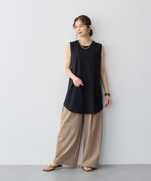 anyfee(エニフィー)の「【anyfee/プラスサイズ】USAコットンベーシックノースリーブカットソー(接触冷感)(Tシャツ/カットソー・レディース・ホワイト/チャコール/ブラック・LL/3L/4L/5L)」の18枚目の写真